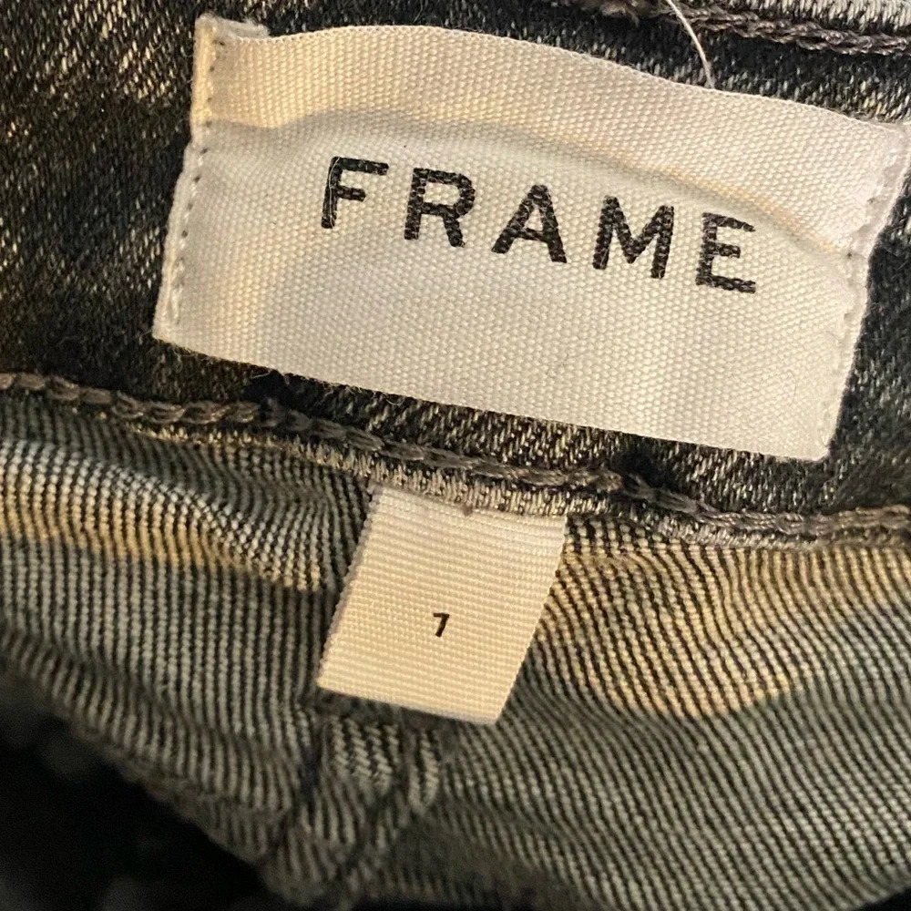 FRAME Le One Skinny Mid-Rise Skinny Jeans In Dark Gray Wash Size 1 Cropped - Picture 5 of 8